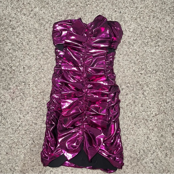 HOUSE OF CB Caterina Pink Strapless Metallic Cut‎ Out Dress Size Small - Picture 7 of 13